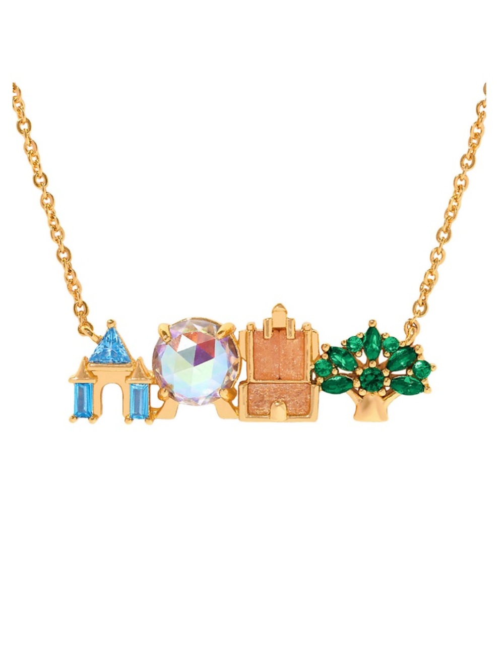 Girls Crew Walt Disney World 4 Parks Icon Gold Tone Adjustable Necklace - NWT